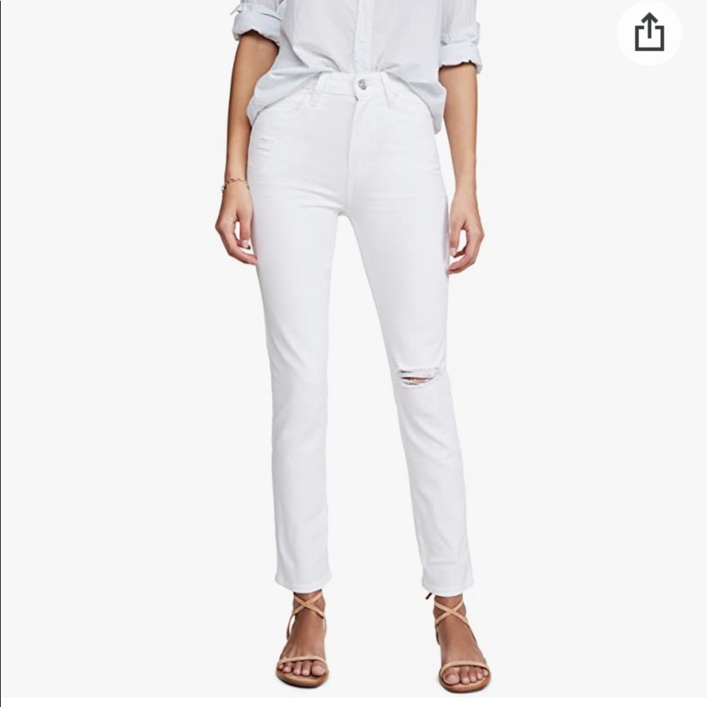 PAIGE Sarah Slim in White Frost Destructed jeans